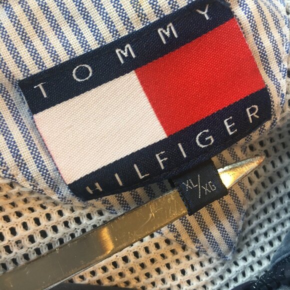 VTG Tommy Hilfiger Windbreaker Jacket XL Navy Red 90s Colorblock Sailing - Picture 14 of 16